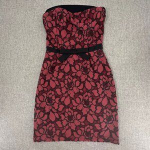 Mystic Los Angeles Cocktail Dress Strapless Mini Floral Lined Small Nylon, Cotto